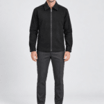 Μαύρο ανδρικό overshirt Frank Tailor FA662 — ολόσωμη μπροστινή όψη σε μοντέλο