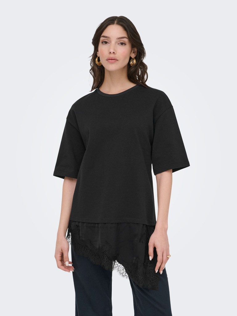 JDYALMA OVERSIZED T-SHIRT, Μαύρο — Εφαρμογή σε μοντέλο