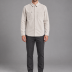 Μπεζ ανδρικό overshirt Frank Tailor N211 — ολόσωμη μπροστινή απεικόνιση