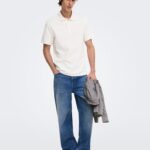 ONSFADE LOOSE JEAN, Medium Blue Denim — Ολόσωμη μπροστινή όψη σε μοντέλο