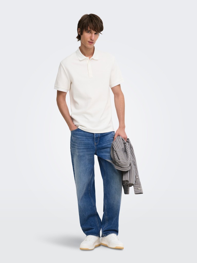 ONSFADE LOOSE JEAN, Medium Blue Denim — Ολόσωμη μπροστινή όψη σε μοντέλο
