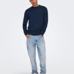 ONSYOKE TAPERED JEAN, Light Blue Denim — Ολόσωμη μπροστινή όψη σε μοντέλο