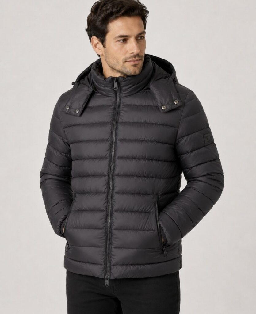 Frank Tailor JP-109 μπουφάν με κουκούλα σε μαύρο — μπροστινή όψη